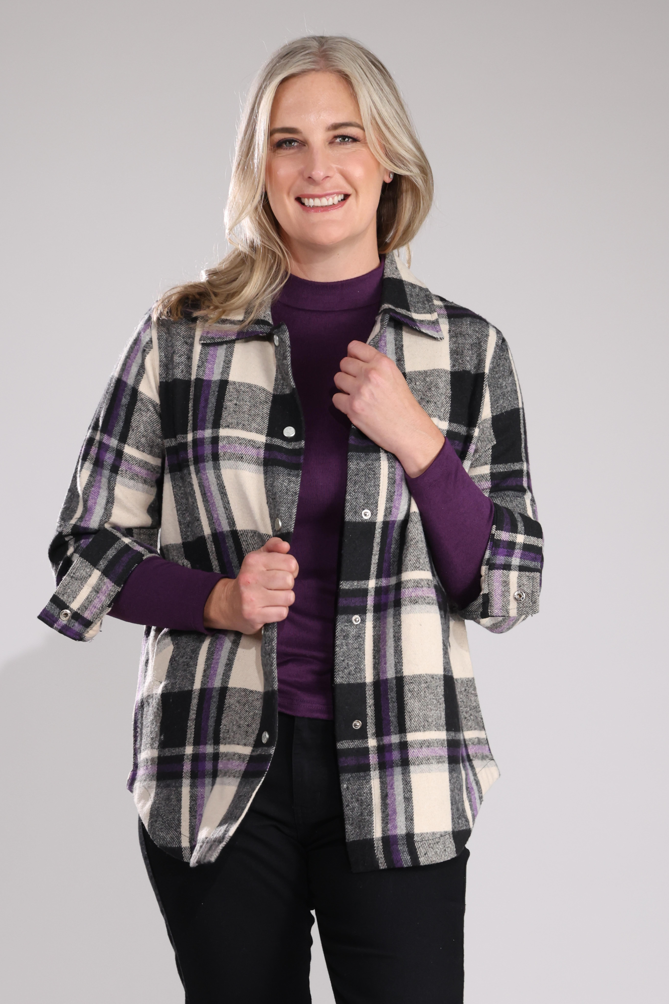 6033B1|BLACK PURPLE CHECK