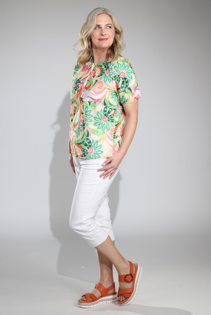 7381C1|GREEN PINK FLOWER