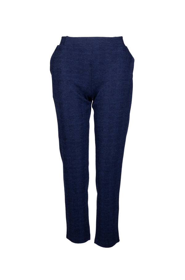 Xtra Short Jacquard Ponti Pants | Navy Prince of Wales | 9302B1