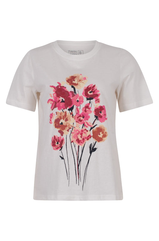 3411C1|PINK RED BOQUET/CREAM