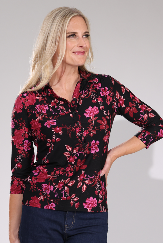 9122D1|WINE BLACK FLORAL