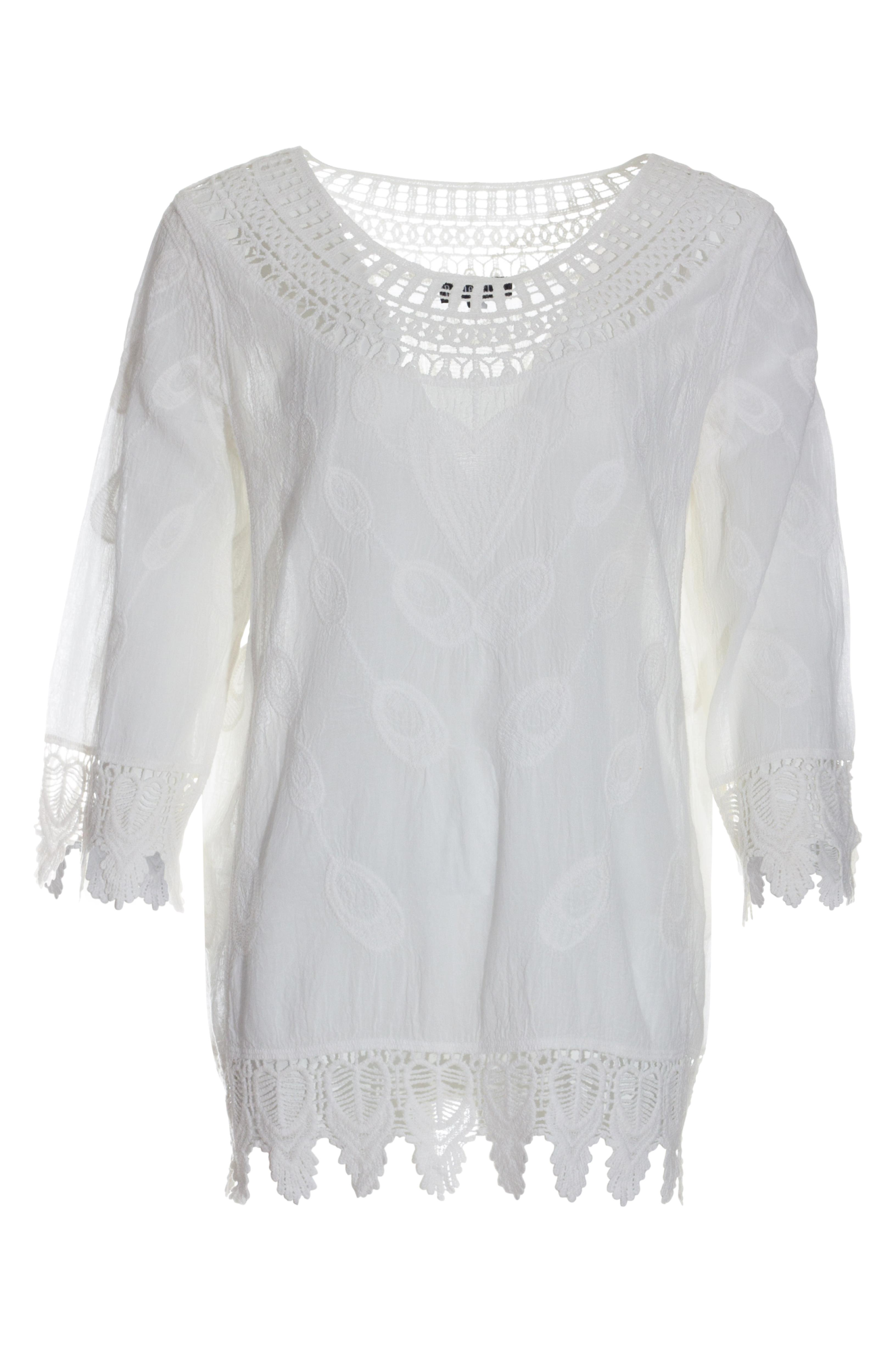 Cotton Top with embroidery & lace | OFF WHITE | 6402YY – Ballentynes ...