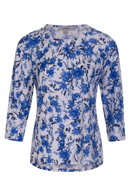 3/4 sleeve Polyester Blend Top | Cobalt Navy Bouquet | 9121YY ...