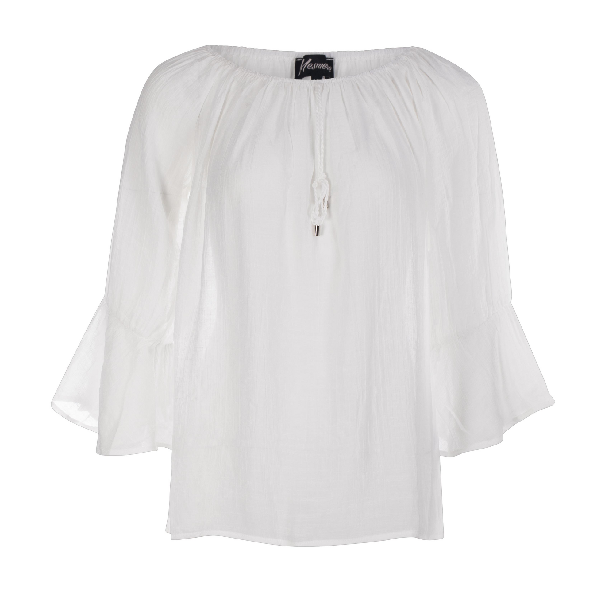 Top with 3/4 sleeves & frill cuff | WHITE | 8836YY – Ballentynes ...