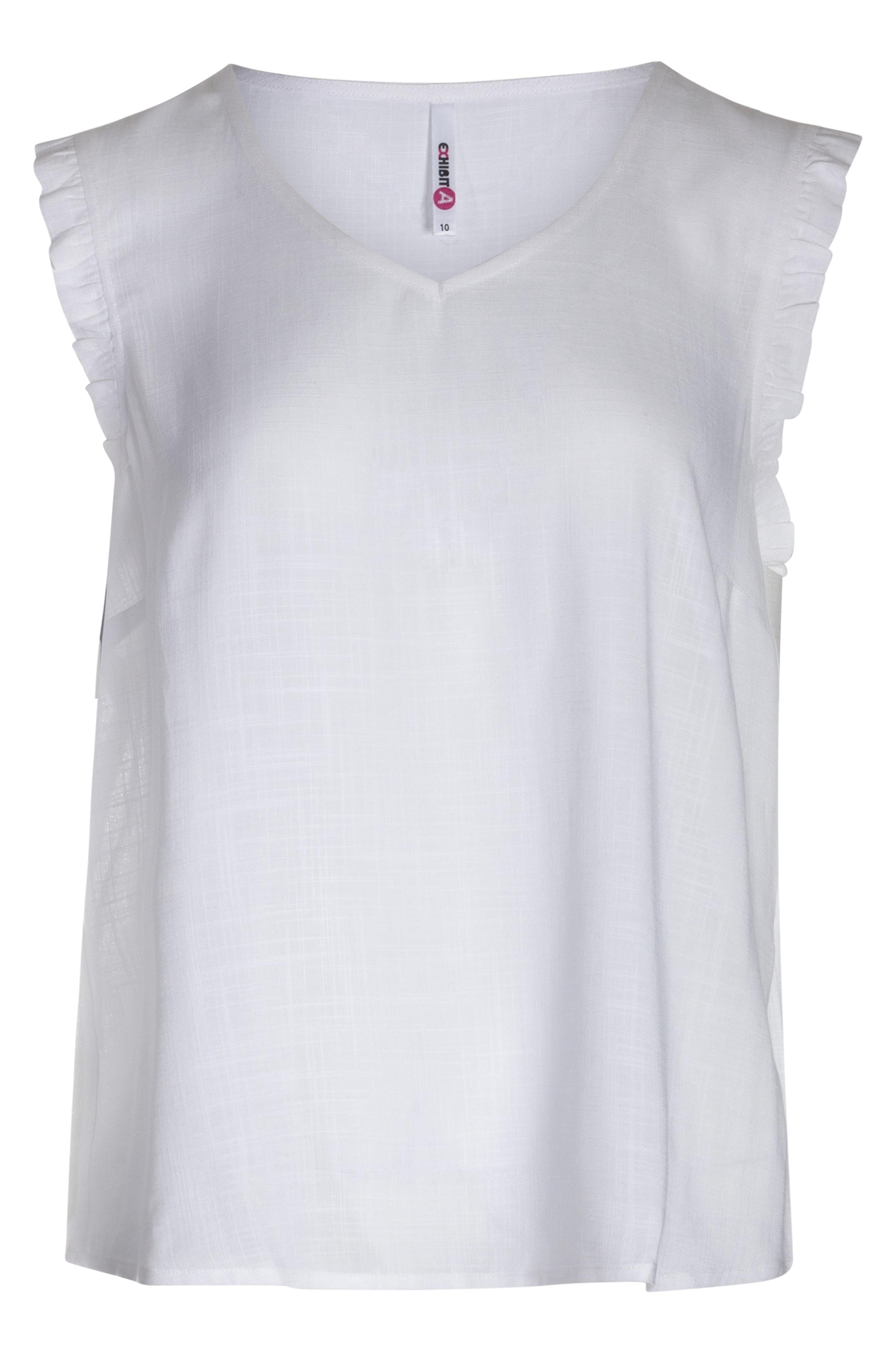 V neck Top with frill sleeve | WHITE | 3301YY – Ballentynes Fashion Central