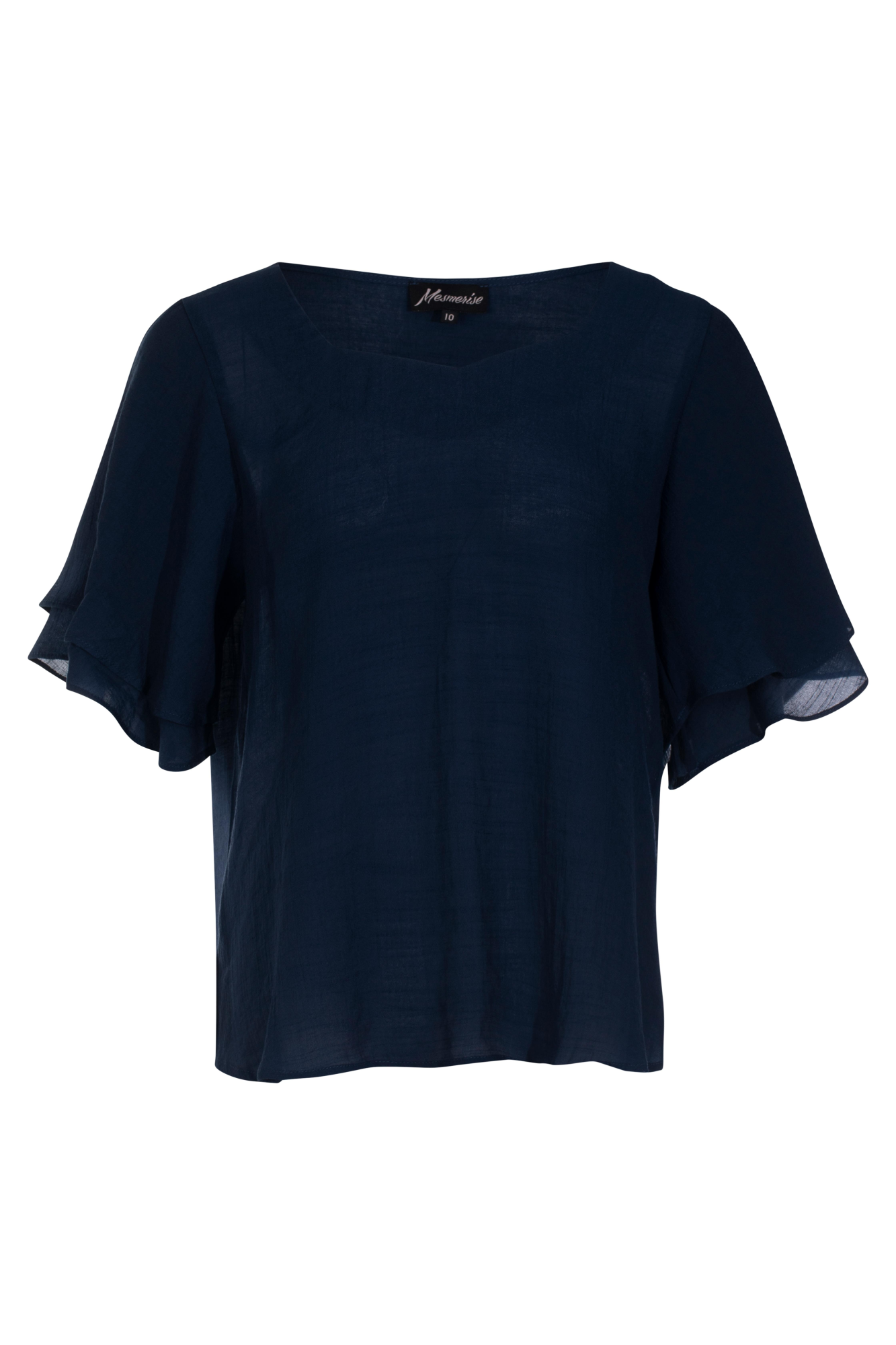 Top with double flutter sleeves | NAVY | 8822YY – Ballentynes Fashion ...