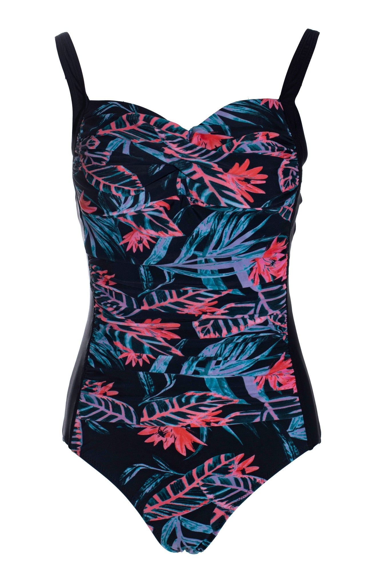 Print front & plain back Swimsuit | Black Coral Santorini | 0721YY ...