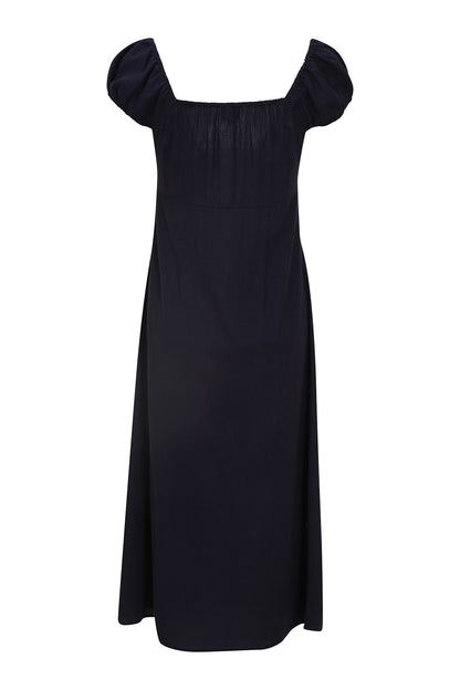 Cap sleeve Linen Blend Midi Dress | NAVY | 6776YR – Ballentynes Fashion ...